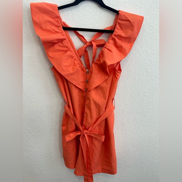 Free People romper, orange/coral color, size medium - Picture 3 of 9